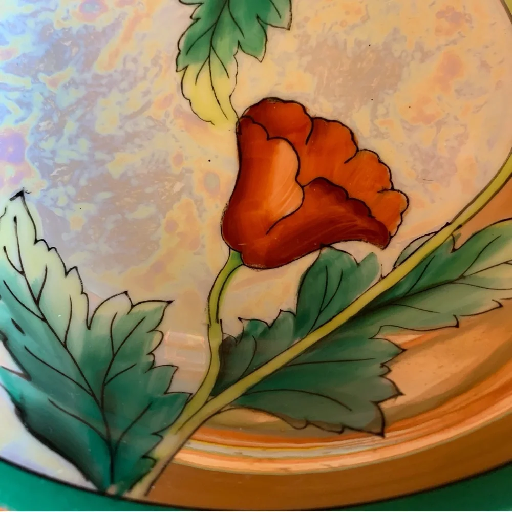 Antique/Vintage 1920’s Hand Painted Noritake Japan Lusterware Poppies Rice Bowl - Picture 5 of 7